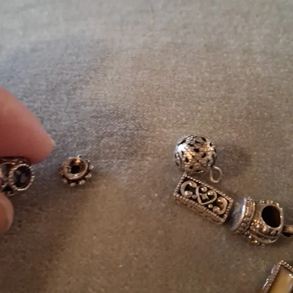 Silver Tone Bead Charms Collection Upcycle Bracelet - Picture 3 of 4